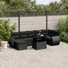 Image de vidaXL Salon de jardin 8 pcs avec coussins noir résine tressée