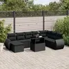 Image de vidaXL Salon de jardin 9 pcs avec coussins noir résine tressée