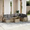 Image de vidaXL Salon de jardin avec coussins 9 pcs beige résine tressée