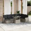 Image de vidaXL Salon de jardin 9 pcs avec coussins gris clair résine tressée