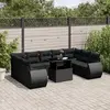 Image de vidaXL Salon de jardin 10 pcs avec coussins noir résine tressée