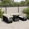 Image de vidaXL Salon de jardin 10 pcs avec coussins noir résine tressée