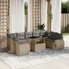 Image de vidaXL Salon de jardin avec coussins 10 pcs beige résine tressée
