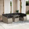 Image de vidaXL Salon de jardin avec coussins 10 pcs gris clair résine tressée