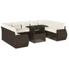 Image de vidaXL Salon de jardin 10 pcs avec coussins marron résine tressée