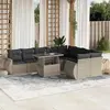 Image de vidaXL Salon de jardin avec coussins 10 pcs gris clair résine tressée