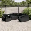 Image de vidaXL Salon de jardin 10 pcs avec coussins noir résine tressée