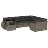Image de vidaXL Salon de jardin avec coussins 10 pcs gris résine tressée