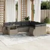 Image de vidaXL Salon de jardin avec coussins 10 pcs gris clair résine tressée