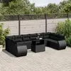 Image de vidaXL Salon de jardin 11 pcs avec coussins noir résine tressée