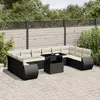 Image de vidaXL Salon de jardin 11 pcs avec coussins noir résine tressée
