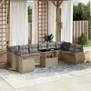 Image de vidaXL Salon de jardin 11 pcs avec coussins beige résine tressée