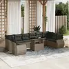 Image de vidaXL Salon de jardin 11 pcs avec coussins gris résine tressée