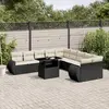 Image de vidaXL Salon de jardin 11 pcs avec coussins noir résine tressée