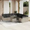 Image de vidaXL Salon de jardin 11 pcs avec coussins gris clair résine tressée