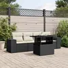 Image de vidaXL Salon de jardin 5 pcs avec coussins noir résine tressée