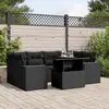 Image de vidaXL Salon de jardin 7 pcs avec coussins noir résine tressée