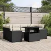 Image de vidaXL Salon de jardin 7 pcs avec coussins noir résine tressée