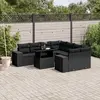 Image de vidaXL Salon de jardin 9 pcs avec coussins noir résine tressée