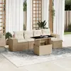 Image de vidaXL Salon de jardin avec coussins 6 pcs beige résine tressée