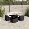 Image de vidaXL Salon de jardin 5 pcs avec coussins noir résine tressée