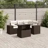 Image de vidaXL Salon de jardin avec coussins 5 pcs marron résine tressée