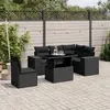 Image de vidaXL Salon de jardin 6 pcs avec coussins noir résine tressée