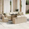 Image de vidaXL Salon de jardin avec coussins 9 pcs beige résine tressée