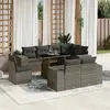 Image de vidaXL Salon de jardin 9 pcs avec coussins gris résine tressée