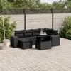 Image de vidaXL Salon de jardin 7 pcs avec coussins noir résine tressée