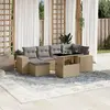 Image de vidaXL Salon de jardin avec coussins 7 pcs beige résine tressée