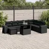 Image de vidaXL Salon de jardin 9 pcs avec coussins noir résine tressée