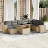 Image de vidaXL Salon de jardin avec coussins 9 pcs beige résine tressée
