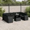 Image de vidaXL Salon de jardin 10 pcs avec coussins noir résine tressée
