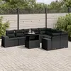 Image de vidaXL Salon de jardin 10 pcs avec coussins noir résine tressée