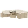 Image de vidaXL Salon de jardin avec coussins 10 pcs beige résine tressée