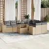 Image de vidaXL Salon de jardin avec coussins 10 pcs beige résine tressée