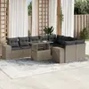 Image de vidaXL Salon de jardin avec coussins 10 pcs gris clair résine tressée