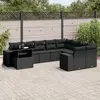 Image de vidaXL Salon de jardin 10 pcs avec coussins noir résine tressée