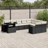 Image de vidaXL Salon de jardin 10 pcs avec coussins noir résine tressée