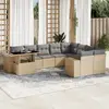 Image de vidaXL Salon de jardin avec coussins 10 pcs beige résine tressée