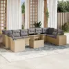 Image de vidaXL Salon de jardin 11 pcs avec coussins beige résine tressée