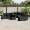 Image de vidaXL Salon de jardin 11 pcs avec coussins noir résine tressée