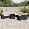 Image de vidaXL Salon de jardin 11 pcs avec coussins noir résine tressée