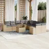 Image de vidaXL Salon de jardin 11 pcs avec coussins beige résine tressée
