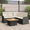 Image de vidaXL Salon de jardin 4 pcs avec coussins Noir Résine tressée