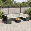 Image de vidaXL Salon de jardin 7 pcs avec coussins Noir Résine tressée