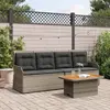 Image de vidaXL Salon de jardin 3 pcs avec coussins Gris Résine tressée