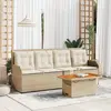 Image de vidaXL Salon de jardin avec coussins 3 pcs beige résine tressée