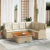 Image de vidaXL Salon de jardin avec coussins 5 pcs beige résine tressée